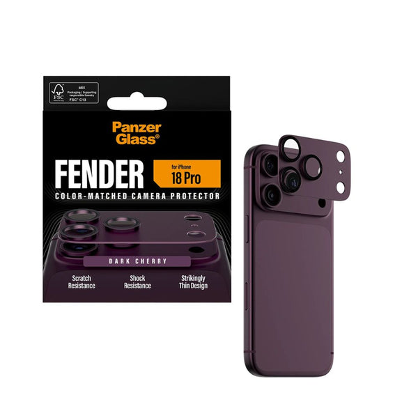PanzerGlass Fender camera lens protector for iPhone 18 Pro in Dark Cherry with slim matte aluminum camera protection Qatar