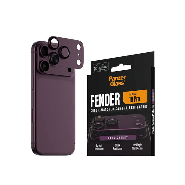 PanzerGlass Fender camera lens protector for iPhone 18 Pro in Dark Cherry with slim matte aluminum camera protection Qatar