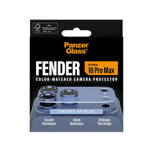 PanzerGlass Fender camera lens protector for iPhone 18 Pro Max in Shades of Blue with slim matte aluminum camera protection Qatar