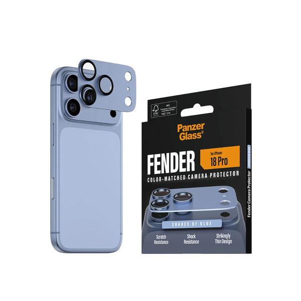PanzerGlass Fender camera lens protector for iPhone 18 Pro in Shades of Blue with slim matte aluminum camera protection Qatar