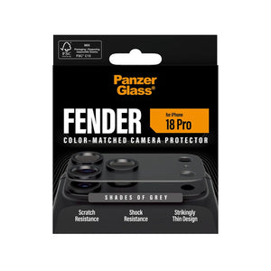 PanzerGlass Fender camera lens protector for iPhone 18 Pro in Shades of Grey with slim matte aluminum camera protection Qatar