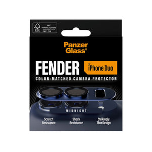 PanzerGlass Fender Midnight camera lens protector for iPhone Duo with slim matte aluminum housing and camera plateau protection Qatar