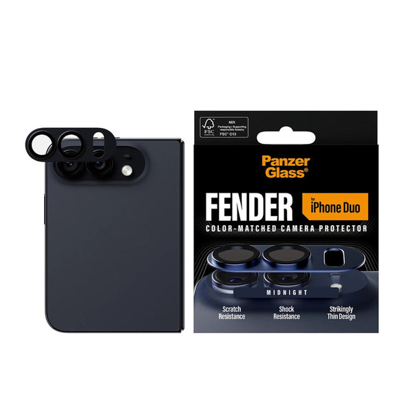 PanzerGlass Fender Midnight camera lens protector for iPhone Duo with slim matte aluminum housing and camera plateau protection Qatar