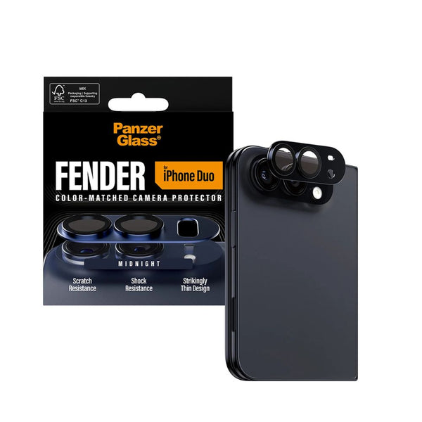 PanzerGlass Fender Midnight camera lens protector for iPhone Duo with slim matte aluminum housing and camera plateau protection Qatar