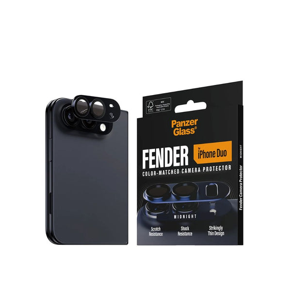 PanzerGlass Fender Midnight camera lens protector for iPhone Duo with slim matte aluminum housing and camera plateau protection Qatar