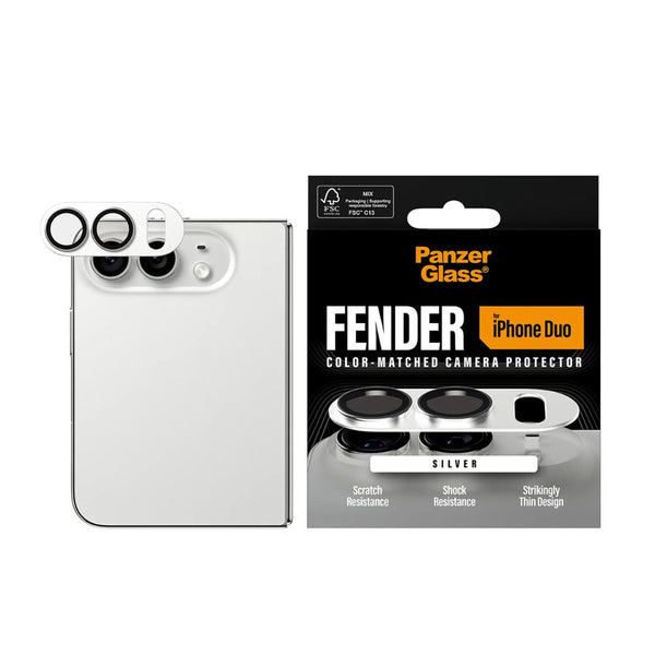 PanzerGlass Fender Silver camera lens protector for iPhone Duo with slim matte aluminum housing and camera plateau protection Qatar