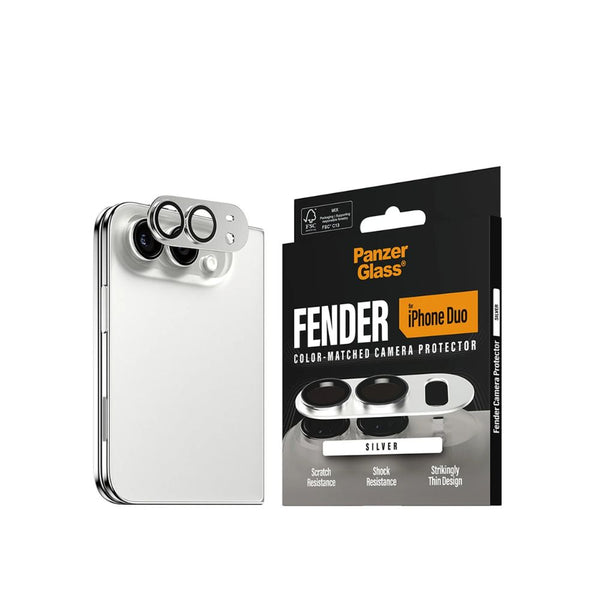 PanzerGlass Fender Silver camera lens protector for iPhone Duo with slim matte aluminum housing and camera plateau protection Qatar