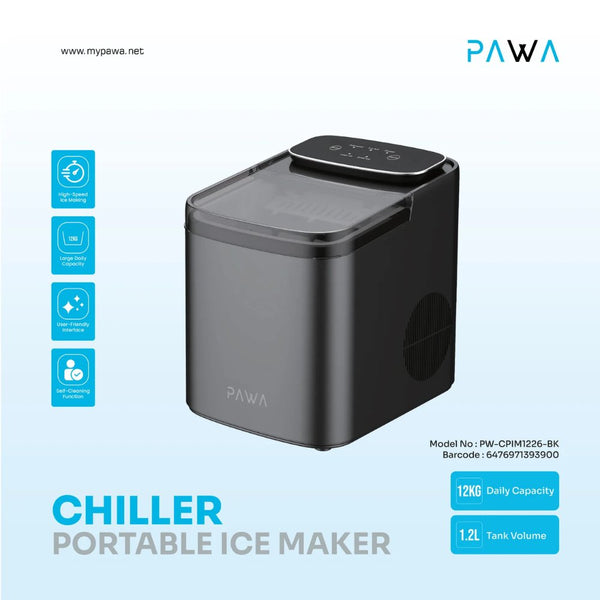 Pawa Chiller PW-CPIM1226-BK portable bullet ice maker with 12kg daily capacity Black Qatar
