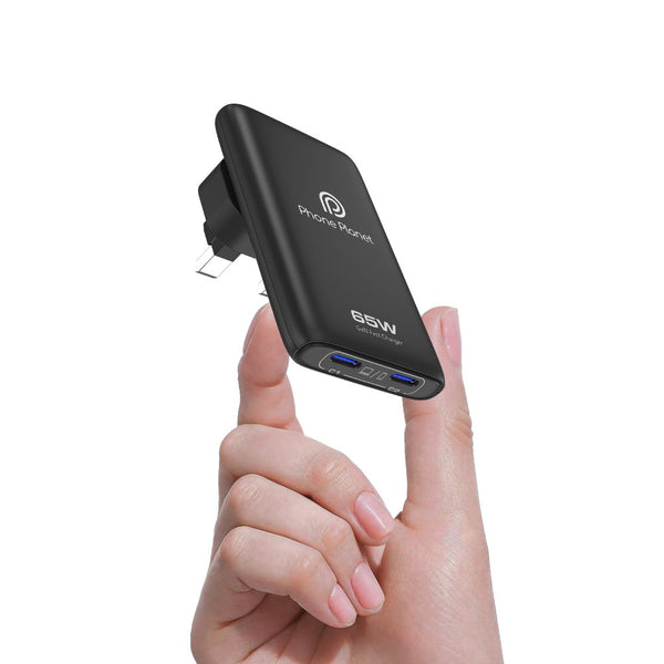 Phone Planet 65W GaN3 fast charger with dual USB-C ports and UK plug Qatar