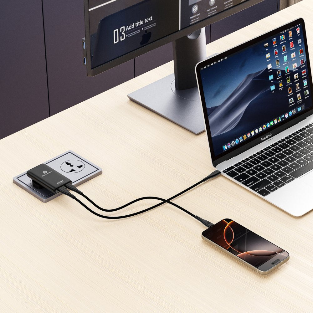 Phone Planet 65W GaN3 fast charger with dual USB-C ports and UK plug Qatar