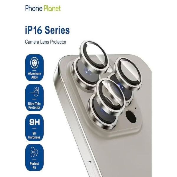 Phone Planet Camera Lens Protector for iPhone 16 Pro and Pro Max Titanium Gray metal lens guard in Qatar