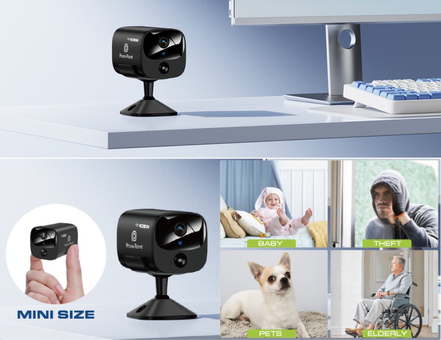 Phone Planet PP-SE08 4MP Wi-Fi battery camera Qatar with 2K HD resolution and PIR detection