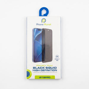 Phone Planet Privacy Film Black Squid HD tempered glass screen protector for iPhone 18 Pro with 28 degree privacy filter Qatar