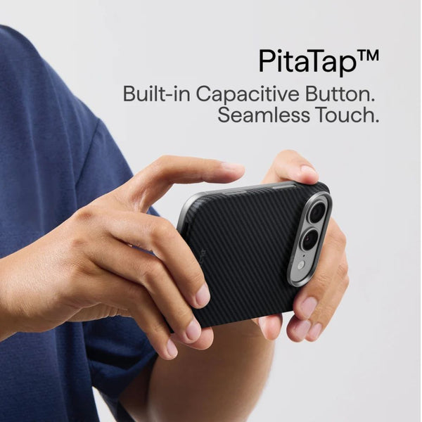 PITAKA 600D Black Grey Twill PitaTap ultra-slim aramid fiber back case for iPhone Duo with MagSafe compatibility Qatar