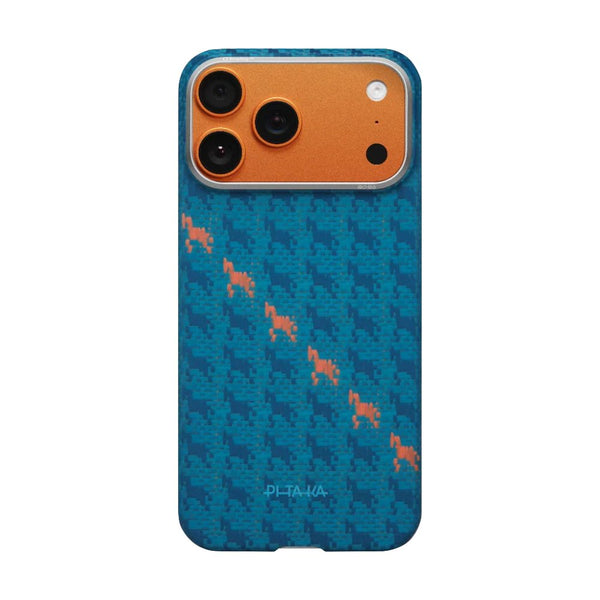 PITAKA Edge Happiness Rides In Indigo ultra slim MagSafe aramid fiber case for iPhone 17 Pro Max Qatar