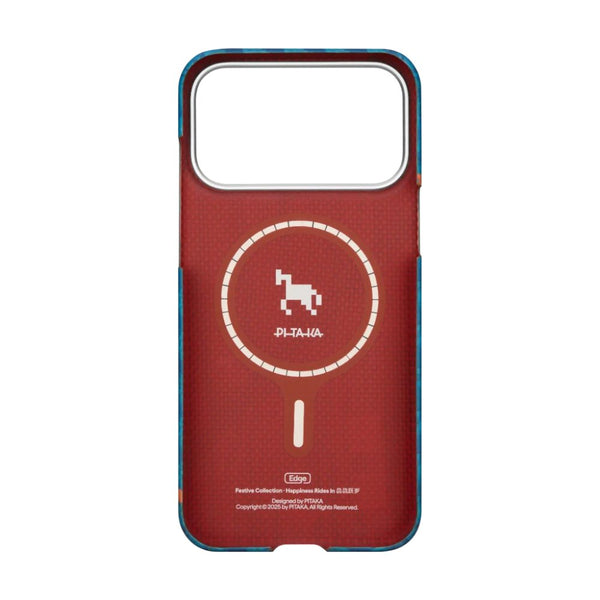 PITAKA Edge Happiness Rides In Indigo ultra slim MagSafe aramid fiber case for iPhone 17 Pro Max Qatar