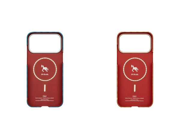 Pitaka Edge Happiness Rides In ultra-slim aramid fiber MagSafe case for iPhone 17 Pro and Pro Max at Thabthaba Store Qatar.