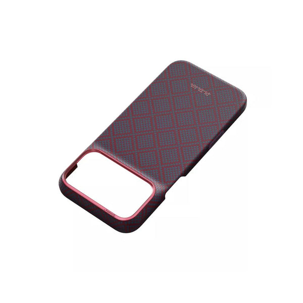 PITAKA Edge Ultra-Slim MagSafe aramid fiber case with PitaTap™ for iPhone 18 Pro Blue's Red Argyle Qatar