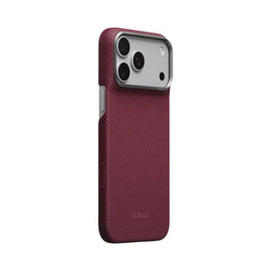 PITAKA Edge Ultra-Slim MagSafe aramid fiber case for iPhone 18 Pro Burgundy Argyle with PitaTap™ Qatar