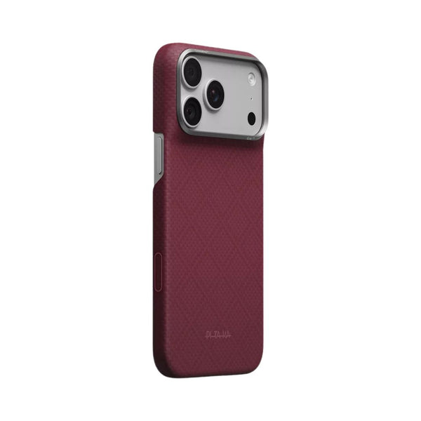 PITAKA Edge Ultra-Slim MagSafe aramid fiber case for iPhone 18 Pro Burgundy Argyle with PitaTap™ Qatar