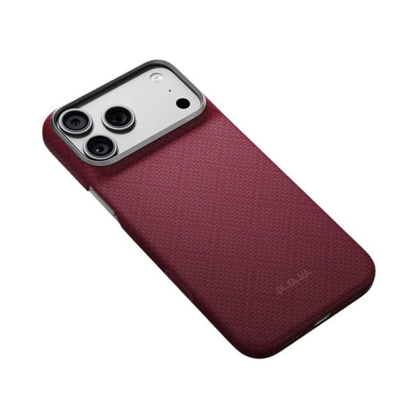 PITAKA Edge Ultra-Slim MagSafe aramid fiber case for iPhone 18 Pro Burgundy Argyle with PitaTap™ Qatar