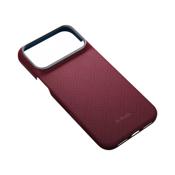 PITAKA Edge Ultra-Slim MagSafe aramid fiber case for iPhone 18 Pro Burgundy Argyle with PitaTap™ Qatar