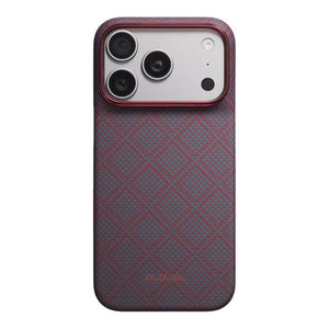 PITAKA Edge Ultra-Slim MagSafe aramid fiber case with PitaTap™ for iPhone 18 Pro Max Blue's Red Argyle Qatar