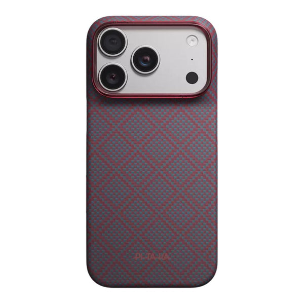 PITAKA Edge Ultra-Slim MagSafe aramid fiber case with PitaTap™ for iPhone 18 Pro Max Blue's Red Argyle Qatar