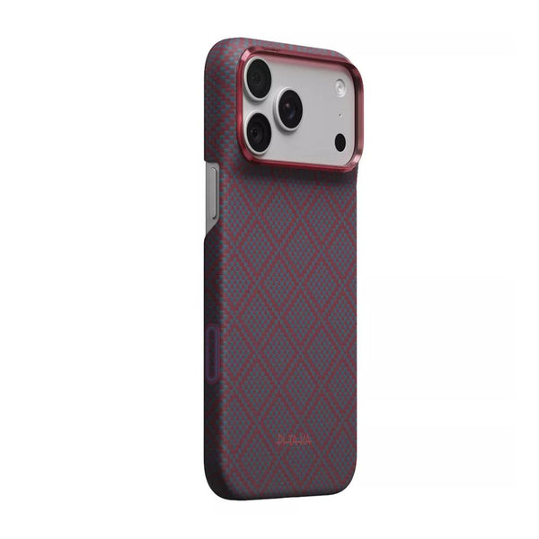 PITAKA Edge Ultra-Slim MagSafe aramid fiber case with PitaTap™ for iPhone 18 Pro Max Blue's Red Argyle Qatar
