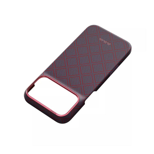 PITAKA Edge Ultra-Slim MagSafe aramid fiber case with PitaTap™ for iPhone 18 Pro Max Blue's Red Argyle Qatar