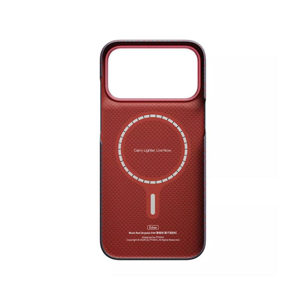 PITAKA Edge Ultra-Slim MagSafe aramid fiber case with PitaTap™ for iPhone 18 Pro Max Blue's Red Argyle Qatar