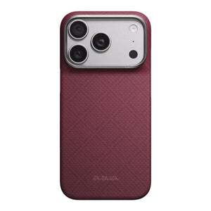 PITAKA Edge Ultra-Slim MagSafe aramid fiber case for iPhone 18 Pro Max Burgundy Argyle with PitaTap™ Qatar