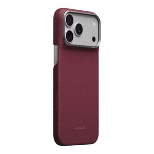 PITAKA Edge Ultra-Slim MagSafe aramid fiber case for iPhone 18 Pro Max Burgundy Argyle with PitaTap™ Qatar