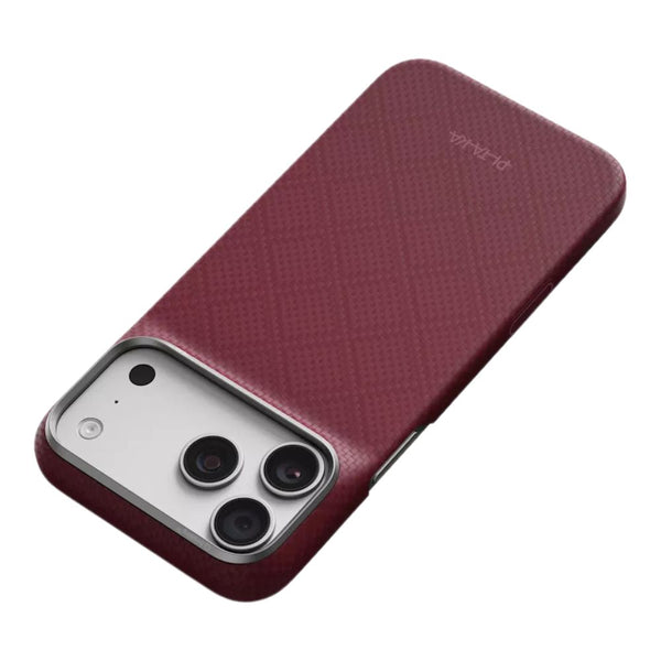 PITAKA Edge Ultra-Slim MagSafe aramid fiber case for iPhone 18 Pro Max Burgundy Argyle with PitaTap™ Qatar