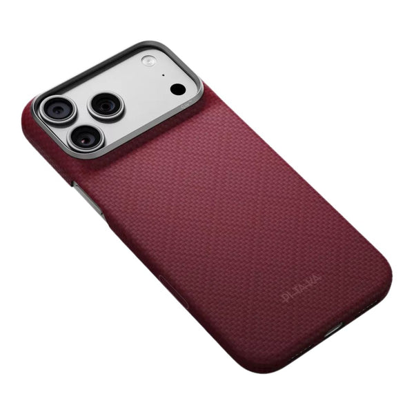 PITAKA Edge Ultra-Slim MagSafe aramid fiber case for iPhone 18 Pro Max Burgundy Argyle with PitaTap™ Qatar