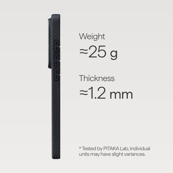PITAKA Edge Ultra-Slim aramid fiber case with Aaron Button for Samsung Galaxy S26 Ultra Black Grey Qatar
