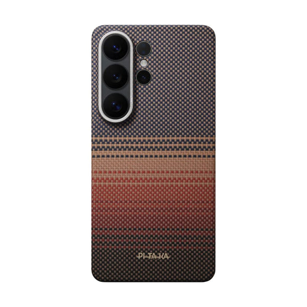PITAKA Edge Ultra-Slim aramid fiber case with Aaron Button for Samsung Galaxy S26 Ultra Sunset Qatar