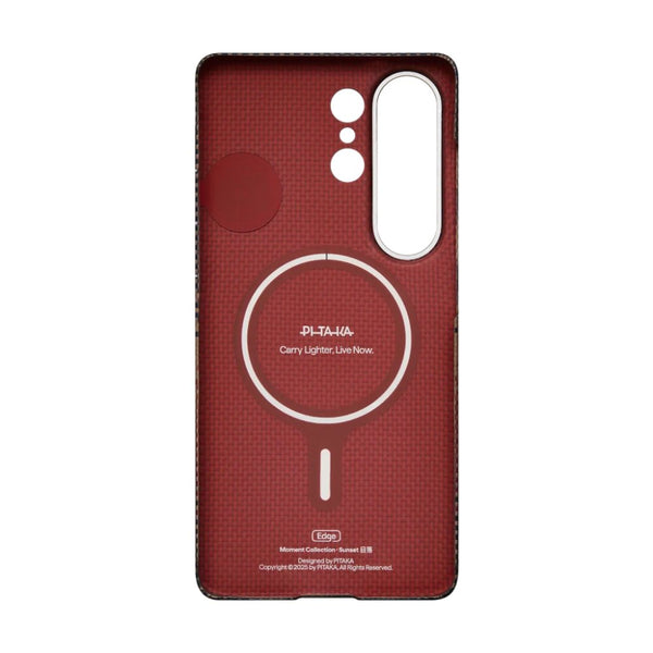 PITAKA Edge Ultra-Slim aramid fiber case with Aaron Button for Samsung Galaxy S26 Ultra Sunset Qatar
