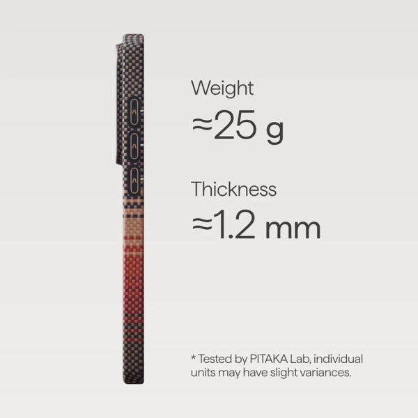 PITAKA Edge Ultra-Slim aramid fiber case with Aaron Button for Samsung Galaxy S26 Ultra Sunset Qatar