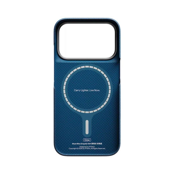 PITAKA Edge Ultra-Slim aerospace-grade aramid fiber MagSafe case with PitaTap™ for iPhone 18 Pro Midnight Blue Qatar