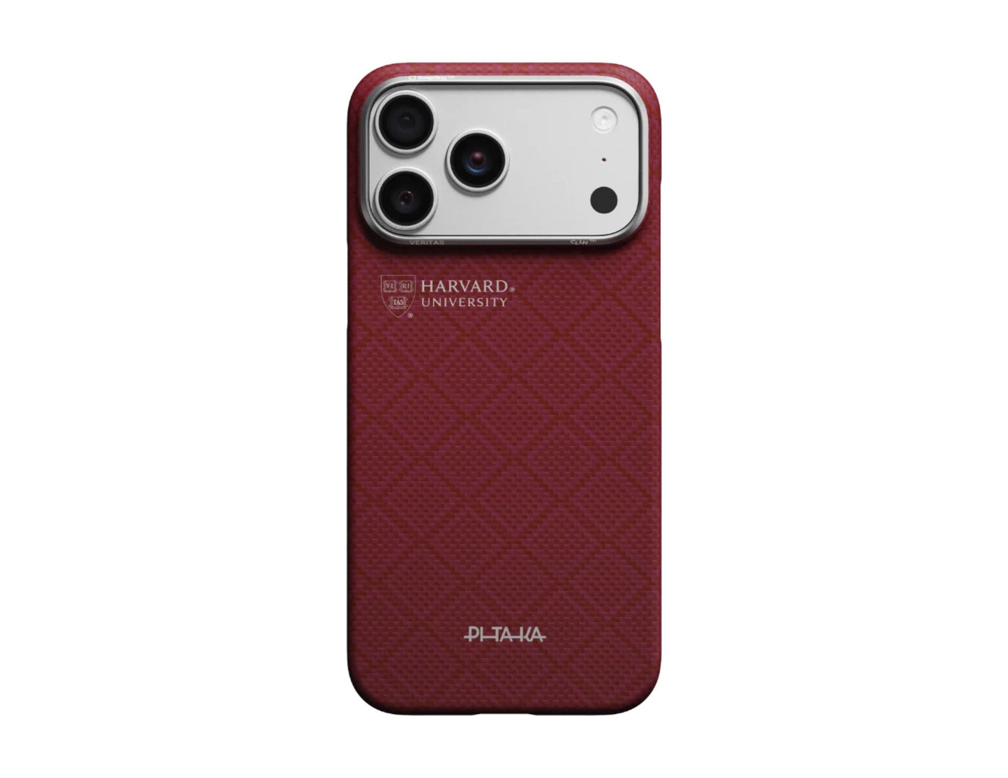 PITAKA Harvard Crimson Edge ultra-slim MagSafe case for iPhone 17 Pro and Pro Max.