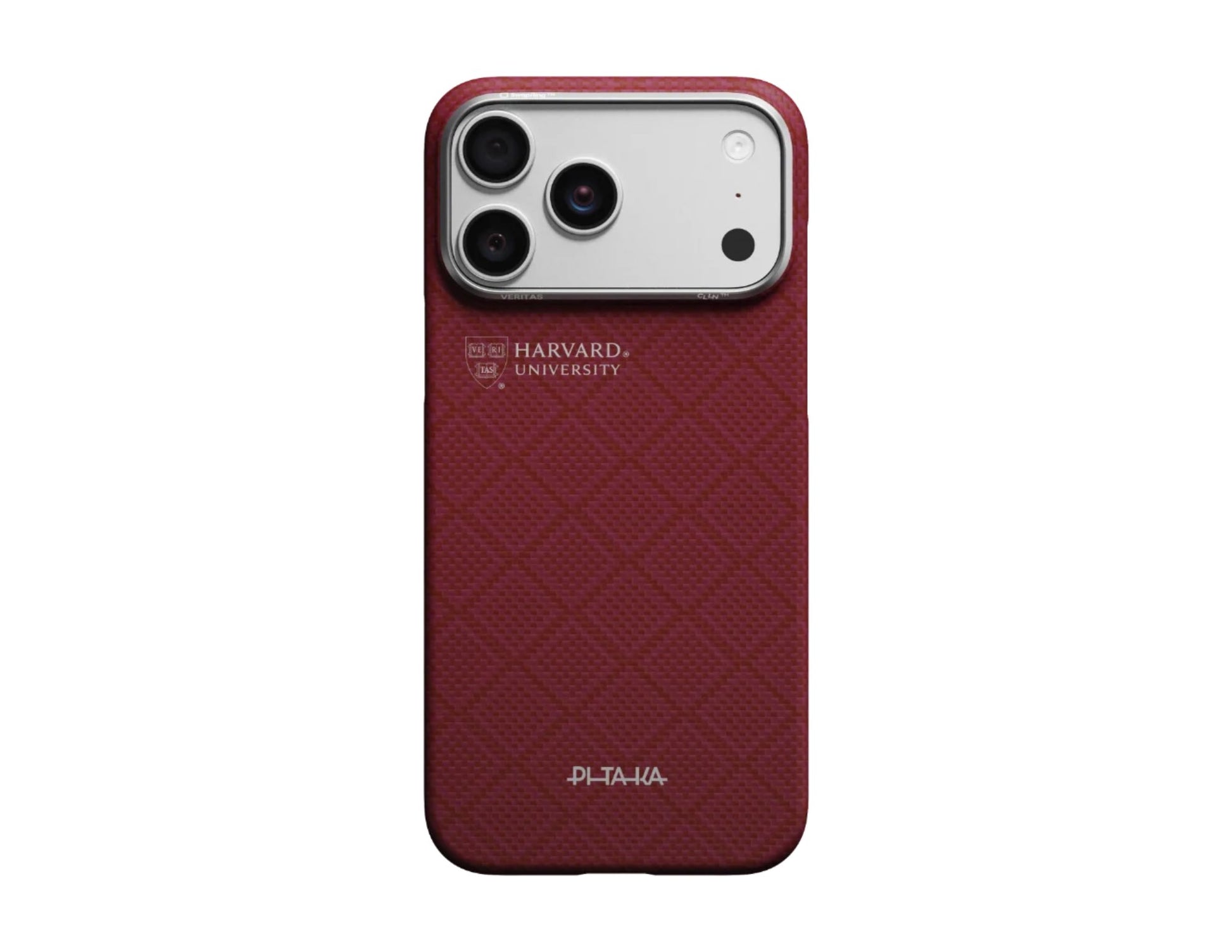 PITAKA Harvard Crimson Edge ultra-slim MagSafe case for iPhone 17 Pro and Pro Max.