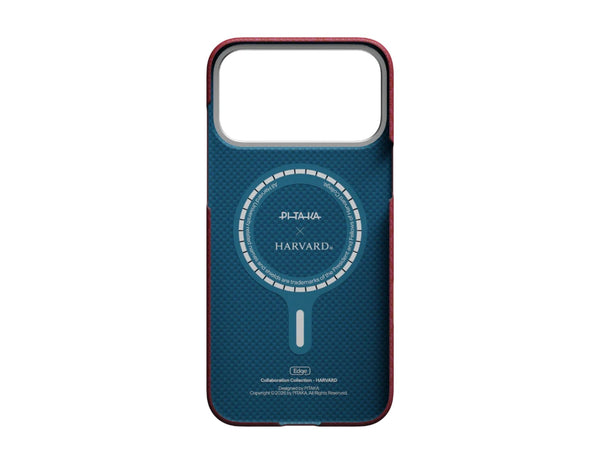 PITAKA Harvard Crimson Edge ultra-slim MagSafe case for iPhone 17 Pro and Pro Max.