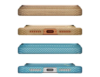 Pitaka Lucid Blue & Golden Glint Ultra-Slim aramid MagSafe case iPhone 17 Pro Pro Max Air Qatar
