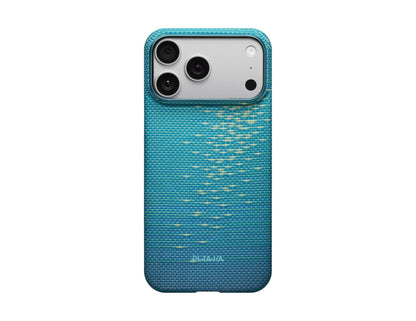 Pitaka Lucid Blue & Golden Glint Ultra-Slim aramid MagSafe case iPhone 17 Pro Pro Max Air Qatar