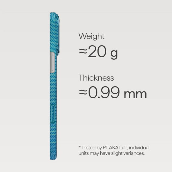 PITAKA Lucid Blue Ultra-Slim MagSafe aramid fiber case for iPhone 17 Pro Qatar