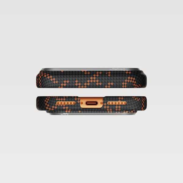 Pitaka Monogram Edge Case for iPhone 17 Pro in Leaping Orange Black with MagSafe and aramid fiber protection Qatar