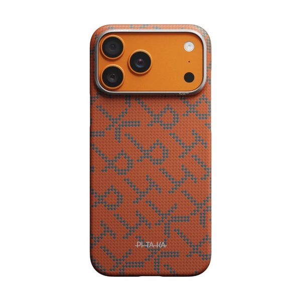 Pitaka Monogram Edge Case for iPhone 17 Pro Max in Leaping Blue Orange with MagSafe and aramid fiber protection Qatar