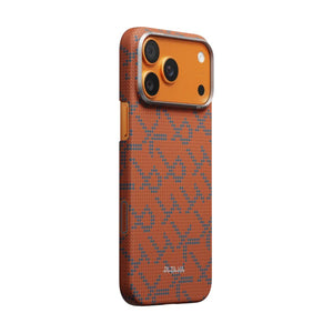 Pitaka Monogram Edge Case for iPhone 17 Pro Max in Leaping Blue Orange with MagSafe and aramid fiber protection Qatar