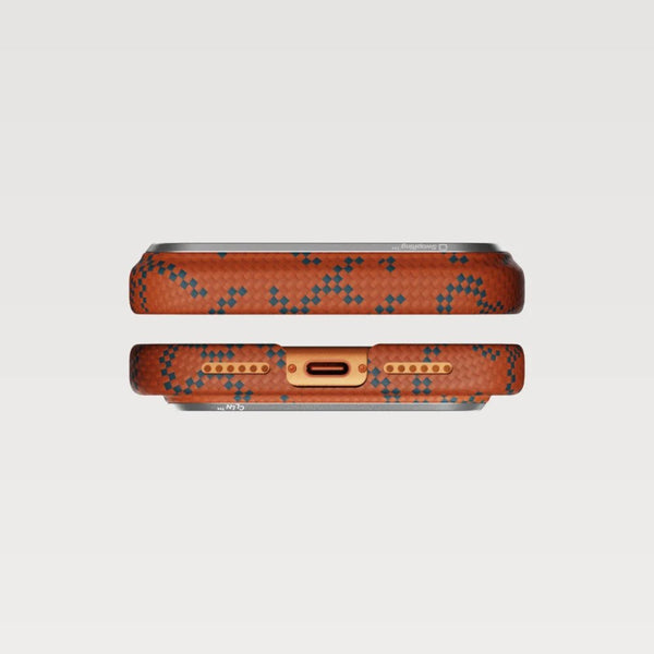 Pitaka Monogram Edge Case for iPhone 17 Pro Max in Leaping Blue Orange with MagSafe and aramid fiber protection Qatar